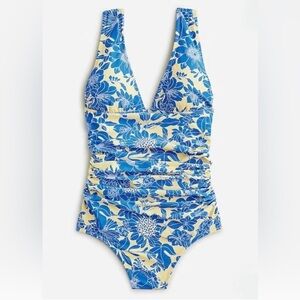 NEW J Crew Women One Piece Swimsuit Ruched  floral  Sz 24 G1.8